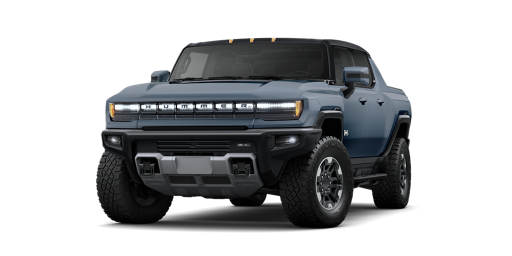 Pickup de lujo GMC hummer EV en color graphite blue metallic