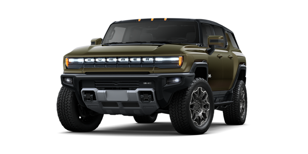 SUV de lujo GMC hummer EV en color deep aurora metallic