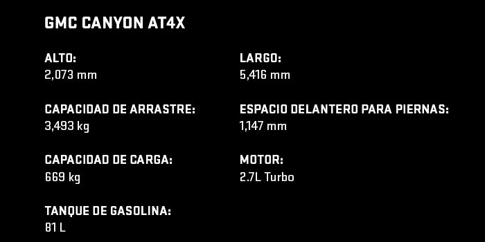 GMC Canyon 2026 AT4X Especificaciones