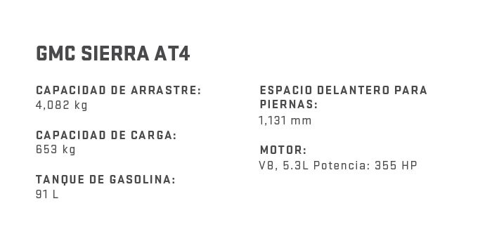 GMC Sierra 2026 AT4 Especificaciones