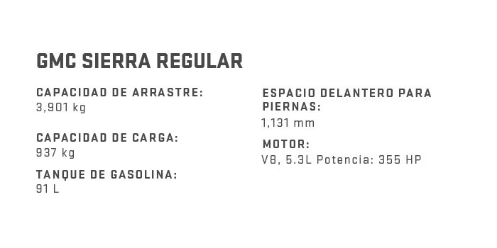 GMC Sierra 2026 Regular Cab Especificaciones